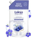 Luksja Creamy &amp; Soft, увлажняющее жидкое мыло, лень и рисовое молочко, заправка, 900 мл