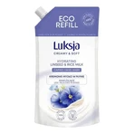 Luksja Creamy &amp; Soft, увлажняющее жидкое мыло, лень и рисовое молочко, заправка, 900 мл: цены и характеристики