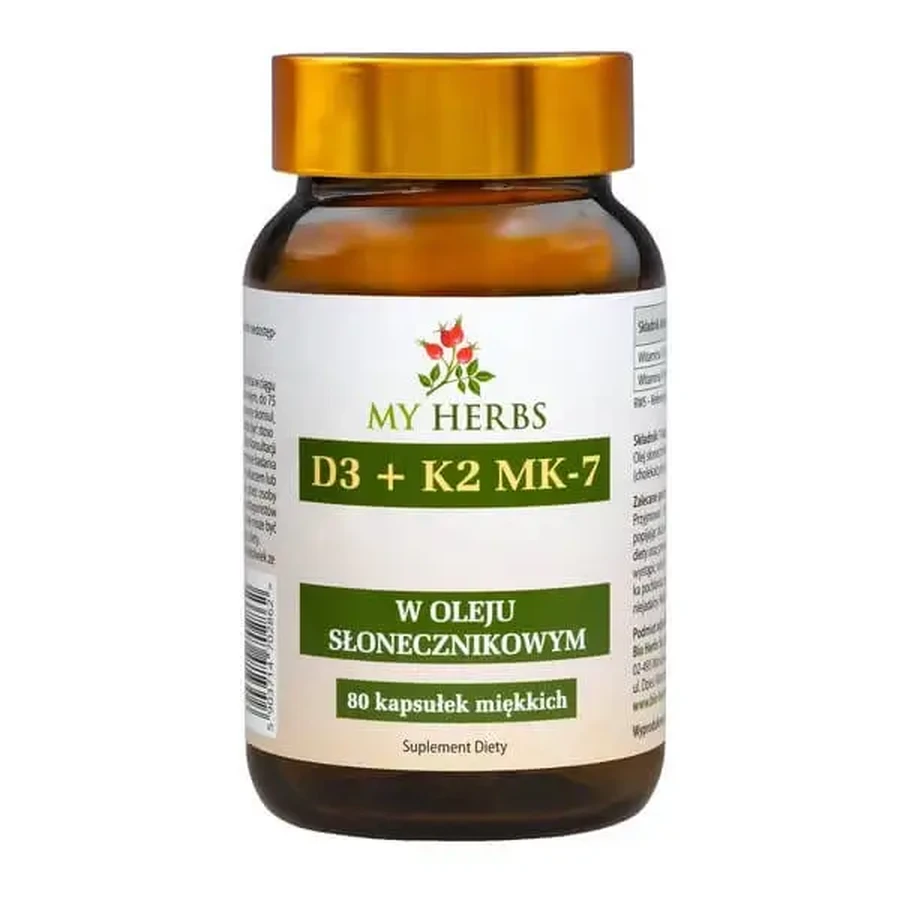 Bio Herbs D3+K2 MK7, капсулы, 80 шт.: цены и характеристики