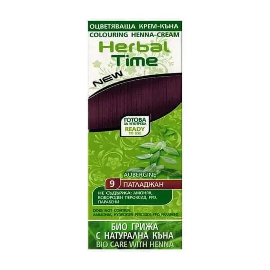 Herbal Time, натуральная хна для волос, № 09 «баклажан», 75 мл: цены и характеристики