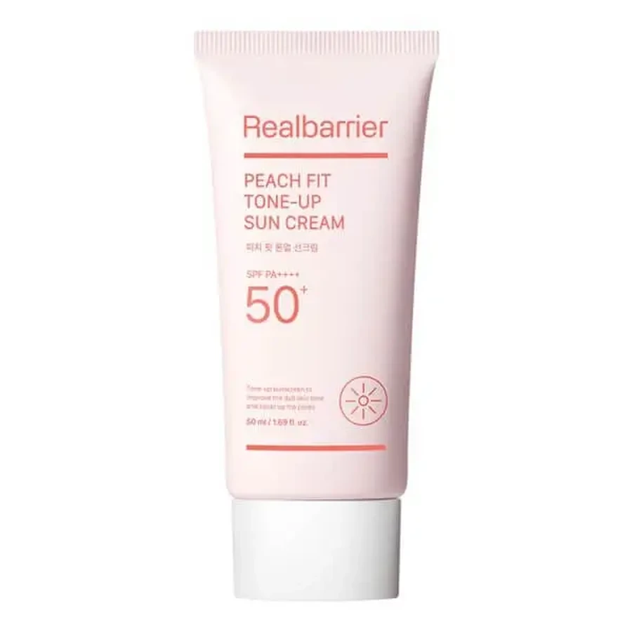 Real Barrier Peach Fit Tone-Up Sun Cream SPF50+ PA++++, увлажняющий солнцезащитный крем с эффектом сияния, 50 мл: цены и характеристики
