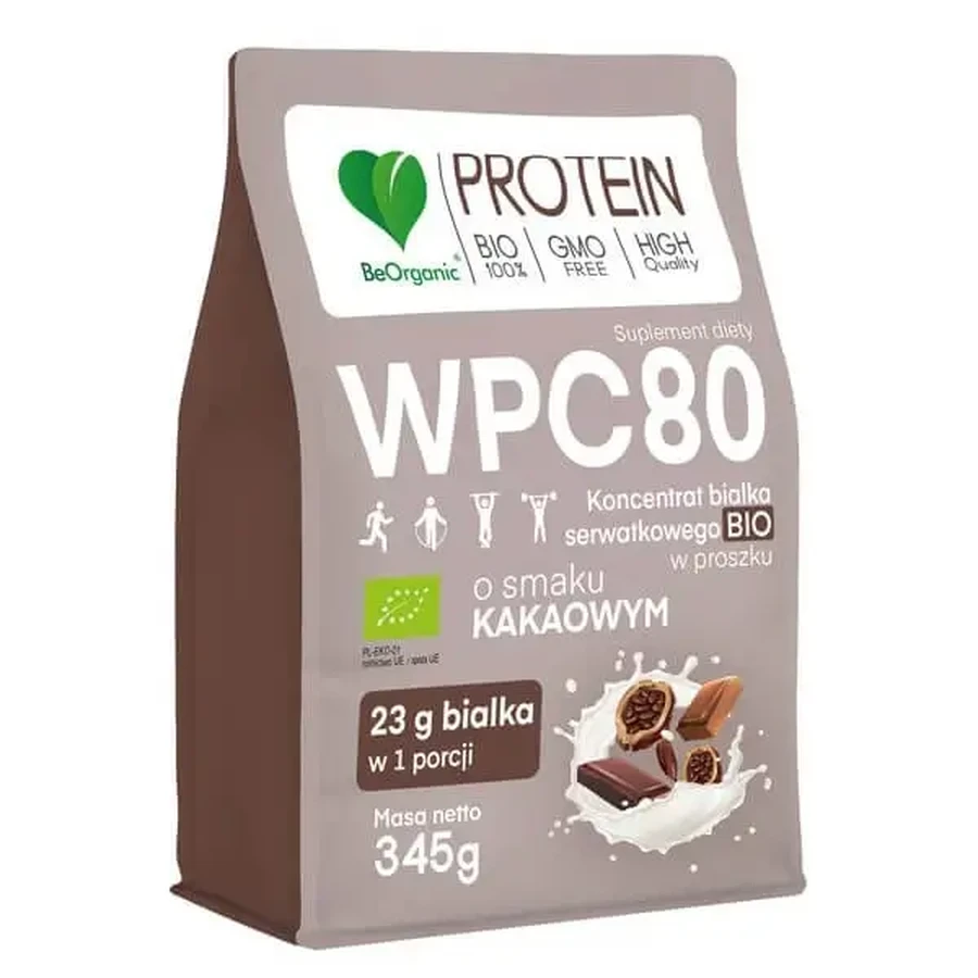 BeOrganic Protein WPC 80, порошок, вкус какао, 345 г: цены и характеристики
