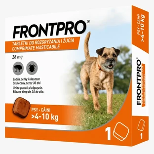 FrontPro 28 мг жевательные таблетки от блох и клещей для собак весом 4–10 кг — 1 таблетка