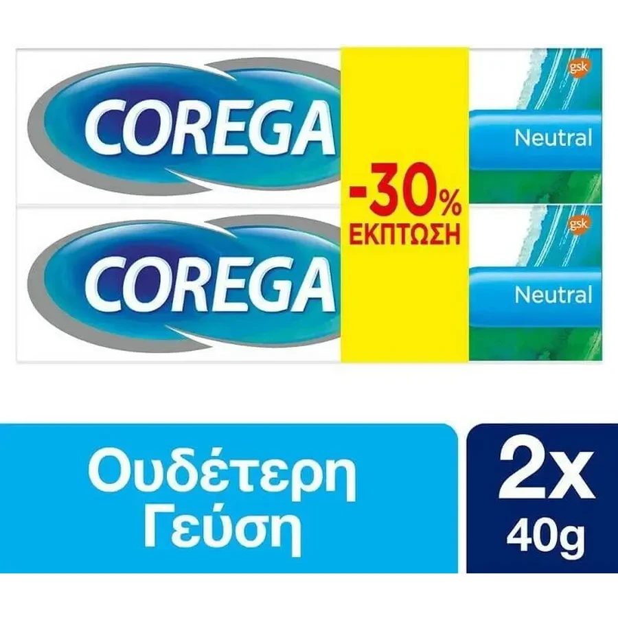 COREGA Нейтральный фиксирующий крем для зубных протезов 2x40 г: цены и характеристики