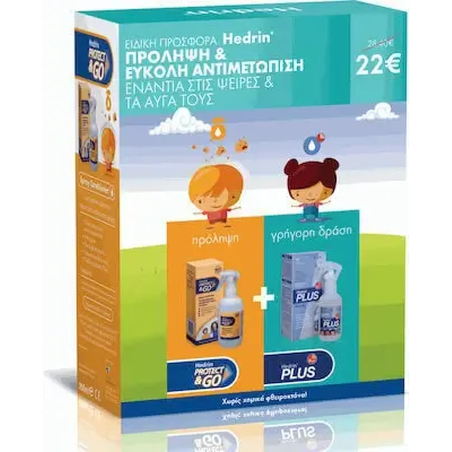 HEDRIN Лосьйон для профілактики та лікування від вошей Protect & Go Спрей-бальзам 200 мл та Plus Спрей-гель 100 мл: ціни та характеристики