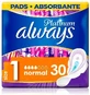 Женские гигиенические прокладки ALWAYS Ultra Platinum Normal с крылышками № 1, 30 штук