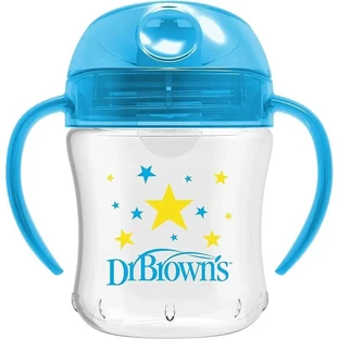 DR. BROWN'S Soft Spout Transition Cup — чашка для приучения к питью с мягким носиком, крышкой и ручками, 180 мл, от 6 месяцев