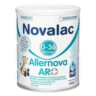 NOVALAC Allernova AR+ Дієтичне харчування у вигляді порошку для дітей з алергією на білок коров’ячого молока, 0–36 місяців, 400 г