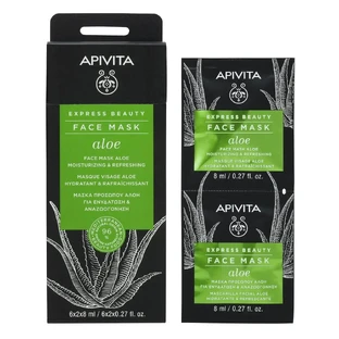 APIVITA Express Beauty Маска для лица для увлажнения и омоложения с алоэ 2x8 мл