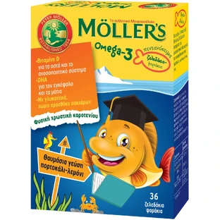 MOLLER'S «Omega-3 Fish Jelly Rolls» з апельсиновим смаком (36 желейних рулетиків)