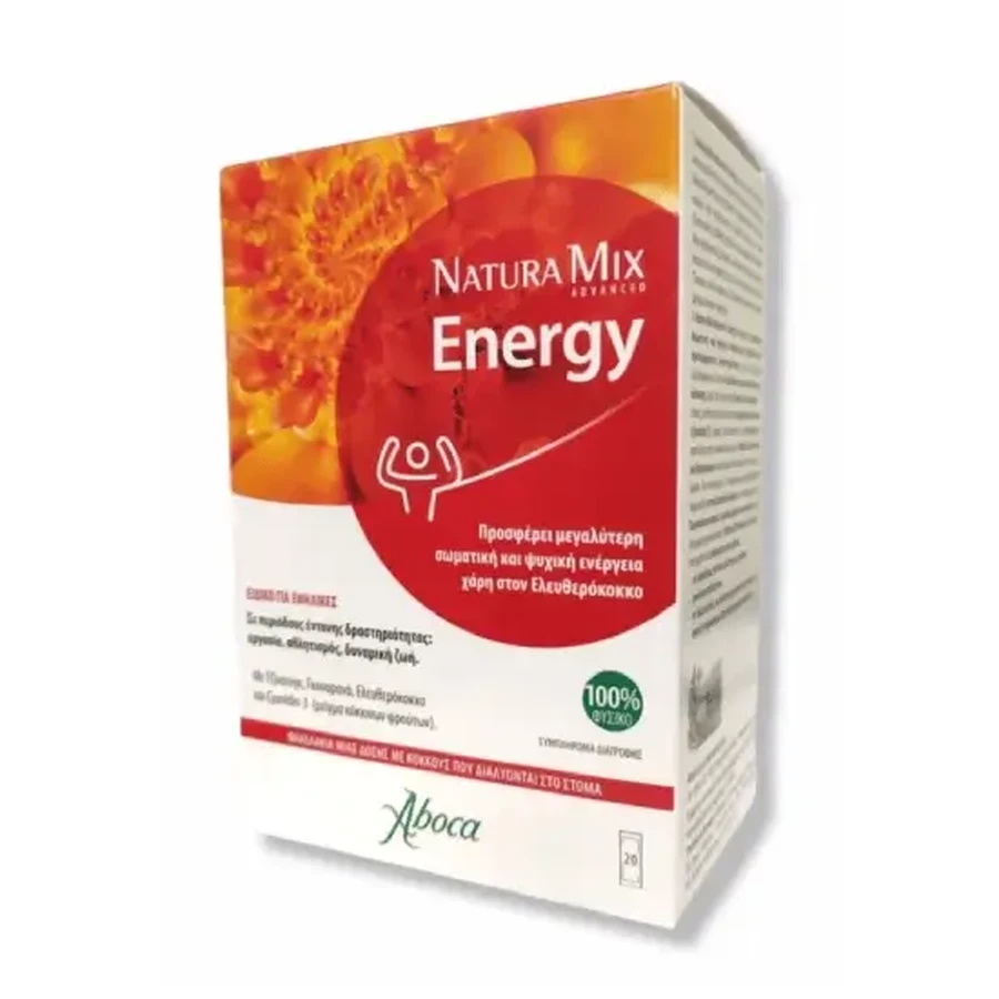 ABOCA Natura Mix Енергетична харчова добавка для періодів інтенсивної активності, 20 пакетиків: ціни та характеристики