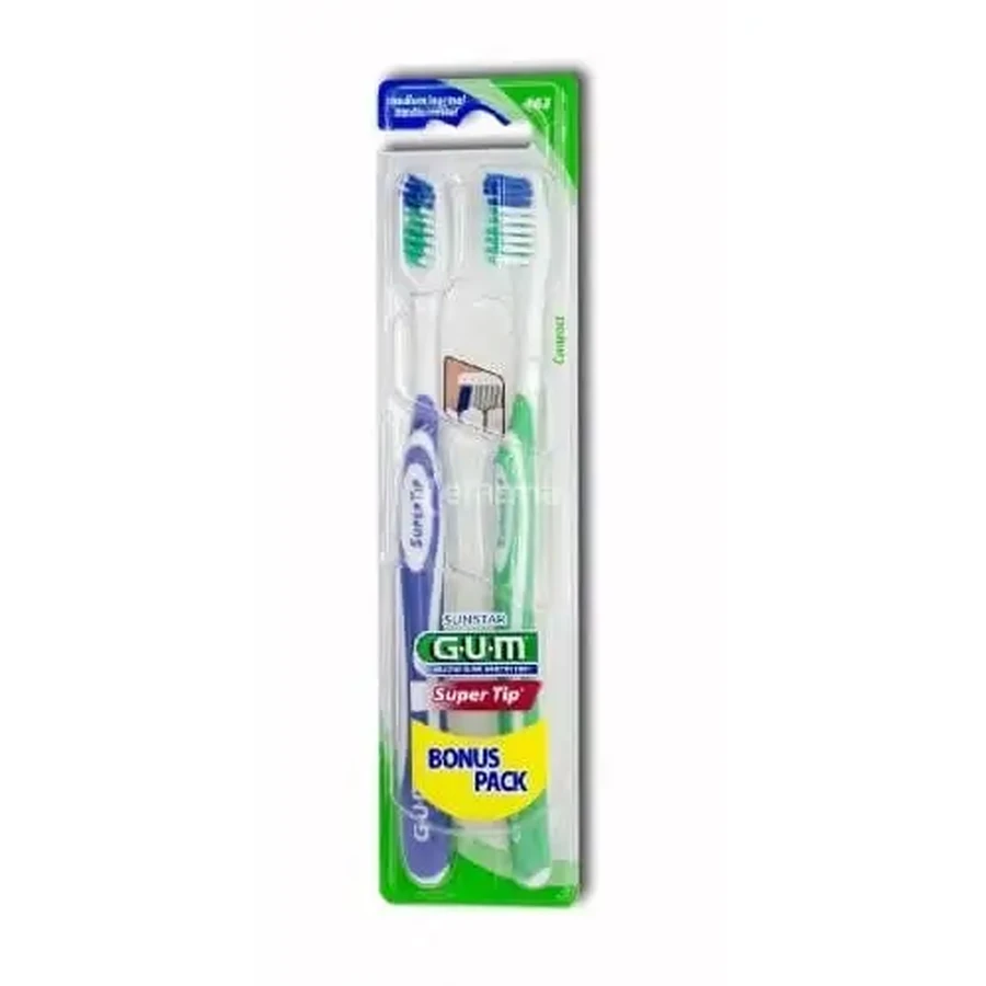 Зубна щітка GUM Super Tip (463) Medium, бонусний набір GIFT 1+1: ціни та характеристики
