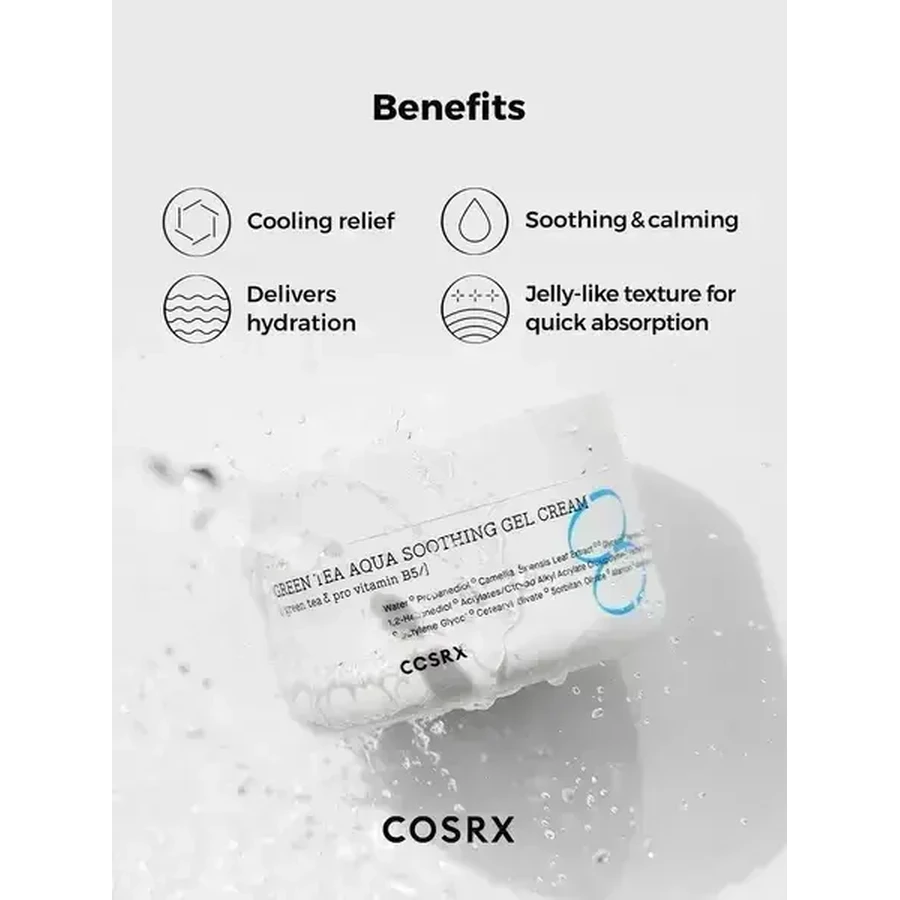 Cosrx Hydrium Green Tea Aqua Soothing Gel Cream, увлажняющий и охлаждающий гель-крем для лица, 50 мл: цены и характеристики