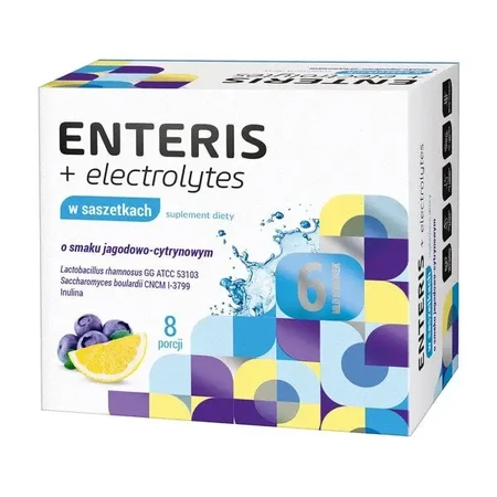 Enteris + электролиты, пакетики с порошком, ягодный и лимонный вкус, 8 шт. + 8 шт.: цены и характеристики
