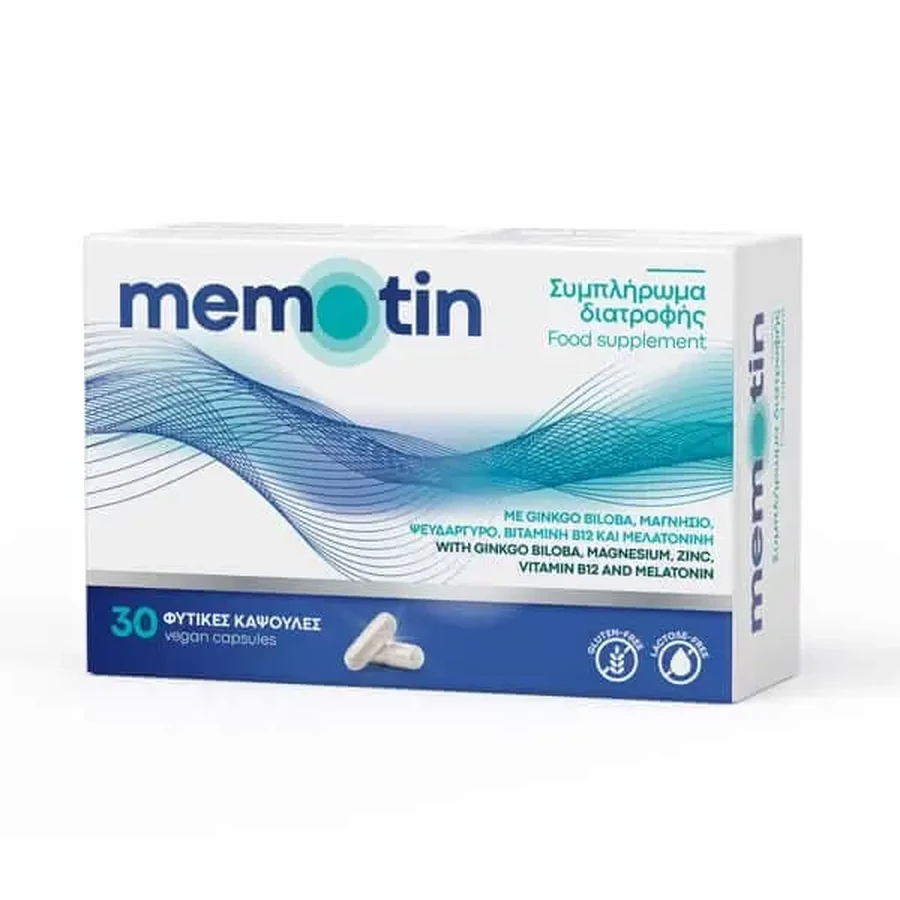 BioAxess Memotin | Пищевая добавка для улучшения памяти и при шуме в ушах | 30 капсул растительного происхождения: цены и характеристики