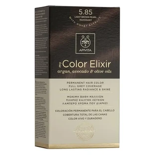 Apivita | My Color Elixir — постоянная краска для волос № 5.85 «Светло-коричневый с жемчужным оттенком махагони» | 50 мл