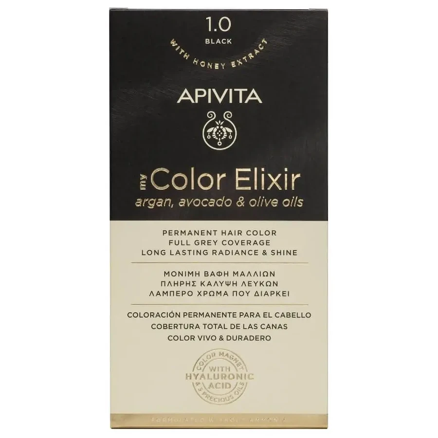Apivita | My Color Elixir — перманентна фарба для волосся № 1.0, чорна | 50 мл: ціни та характеристики