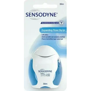SENSODYNE Растягивающаяся зубная нить. Зубная нить Sensodyne для чистки межзубных промежутков, 30 м