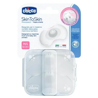 CHICCO Skin To Skin Силиконовые накладки на соски Средние/большие накладки на грудь, 2 шт.