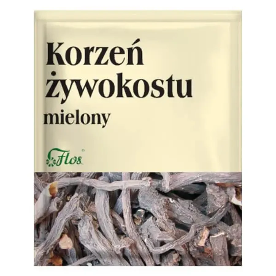 Flos, трави для ванни, корінь живокосту, мелений, 100 г: ціни та характеристики