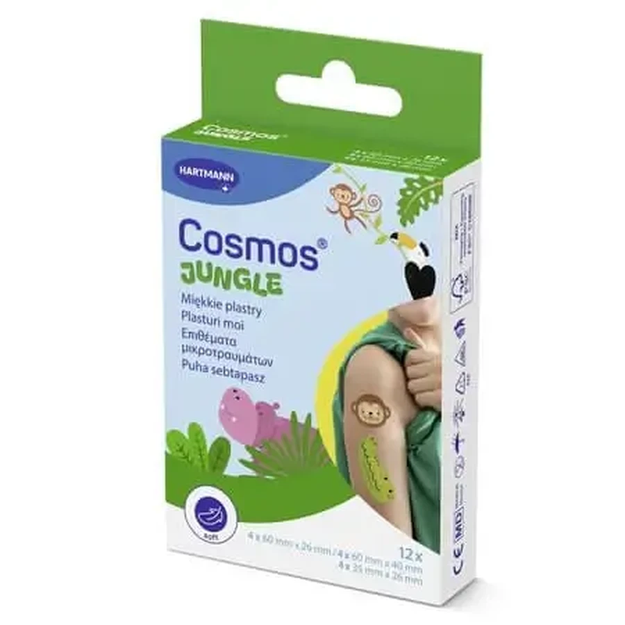 Пластирі у формі тварин, «Cosmos Jungle», 12 штук, Hartmann: ціни та характеристики