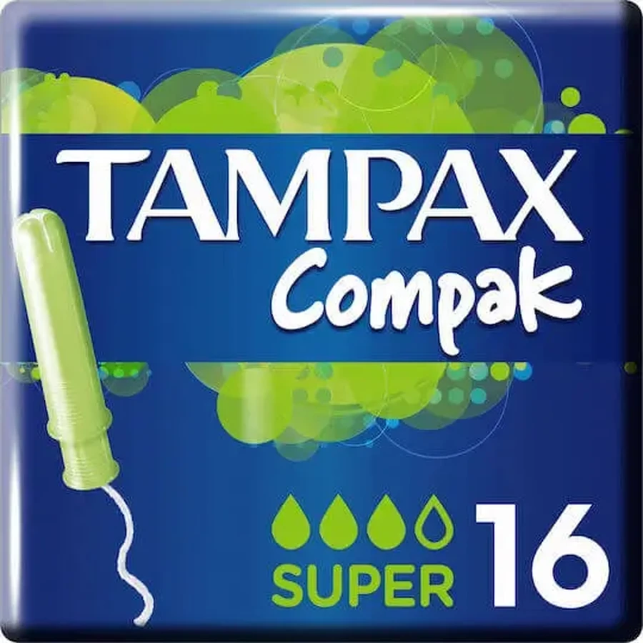 TAMPAX Compak Super Тампони з аплікатором для інтенсивного виділення, 16 штук: ціни та характеристики