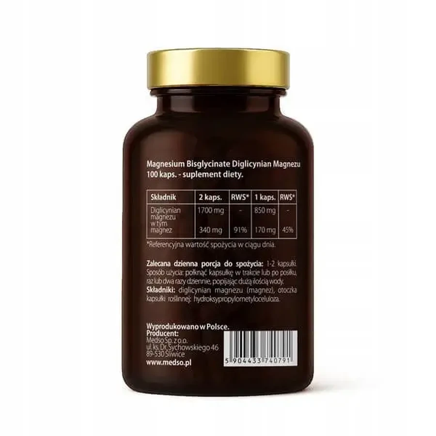 Medso Magnesium Bisglycinate (бисглицинат магния), твердые капсулы, 100 шт.: цены и характеристики