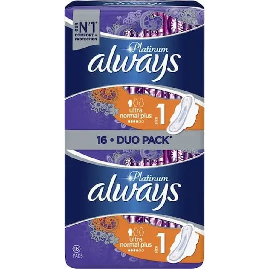 ALWAYS Platinum Comfort & Protection Ultra Normal Plus прокладки с крылышками для нормальной интенсивности, размер 1, 16 штук: цены и характеристики