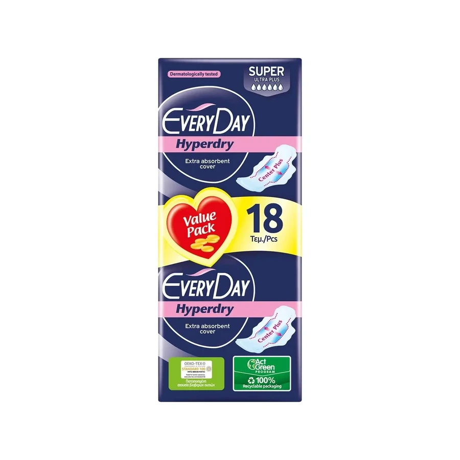 EVERY DAY Hyperdry Pads з крильцями Ultra Plus Center Super, 18 шт.: ціни та характеристики