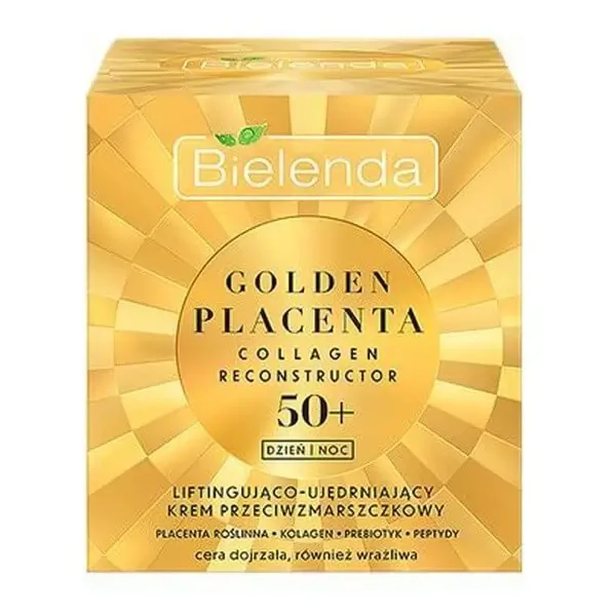 Bielenda Golden Placenta Collagen Reconstructor, ліфтинговий та ущільнювальний крем проти зморшок 50+, 50 мл: ціни та характеристики