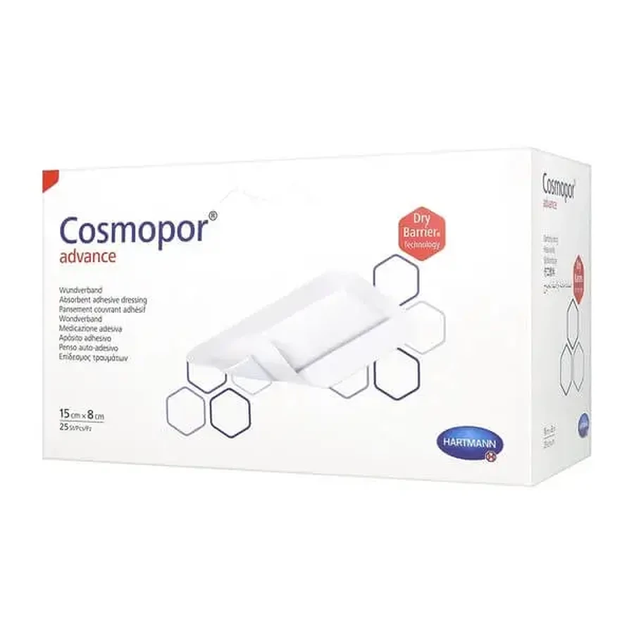 Cosmopor Advance, пов’язки для ран із сильним виділенням рідини, 15 см × 8 см, 25 шт.: ціни та характеристики