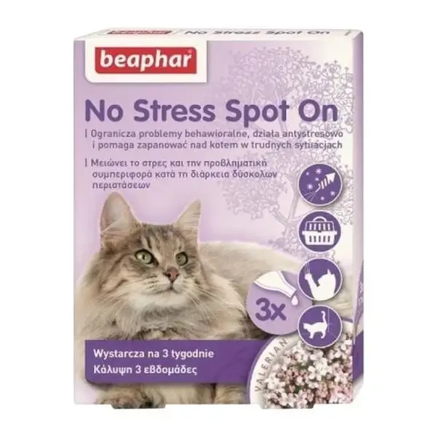 Beaphar No Stress Spot On, успокаивающие капли для кошек, 3 × 0,4 мл: цены и характеристики