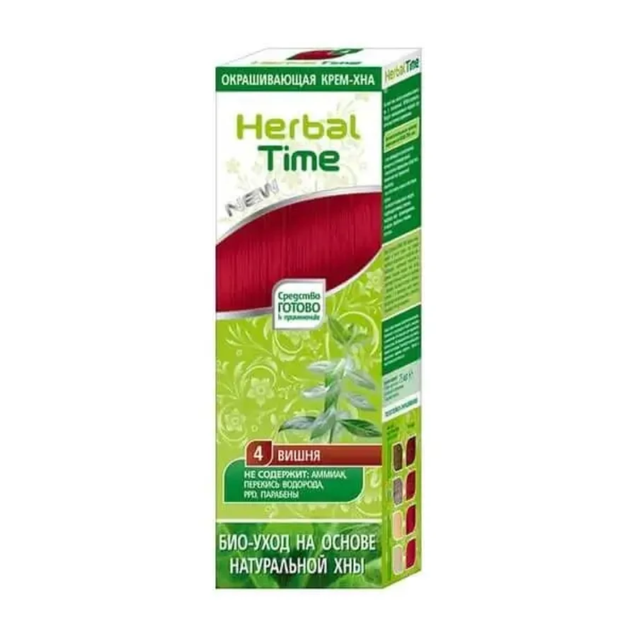 Herbal Time, натуральна хна для волосся, № 04 «Вишня», 75 мл: ціни та характеристики