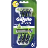 GILLETTE Blue 3 Plus Sensitive Одноразова бритва з 3 лезами та змащувальною смужкою для чутливої шкіри, 6 штук