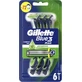 GILLETTE Blue 3 Plus Sensitive Одноразова бритва з 3 лезами та змащувальною смужкою для чутливої шкіри, 6 штук