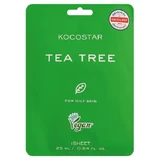 KOCOSTAR Tea Tree Sheet Mask — тонизирующая маска для лица для жирной кожи, 25 мл