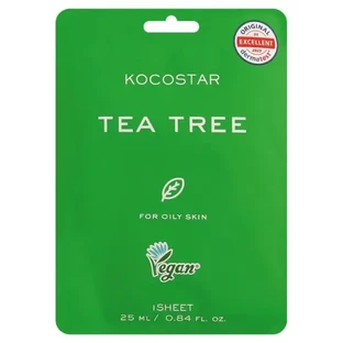 KOCOSTAR Tea Tree Sheet Mask — тонізуюча маска для обличчя для жирної шкіри, 25 мл