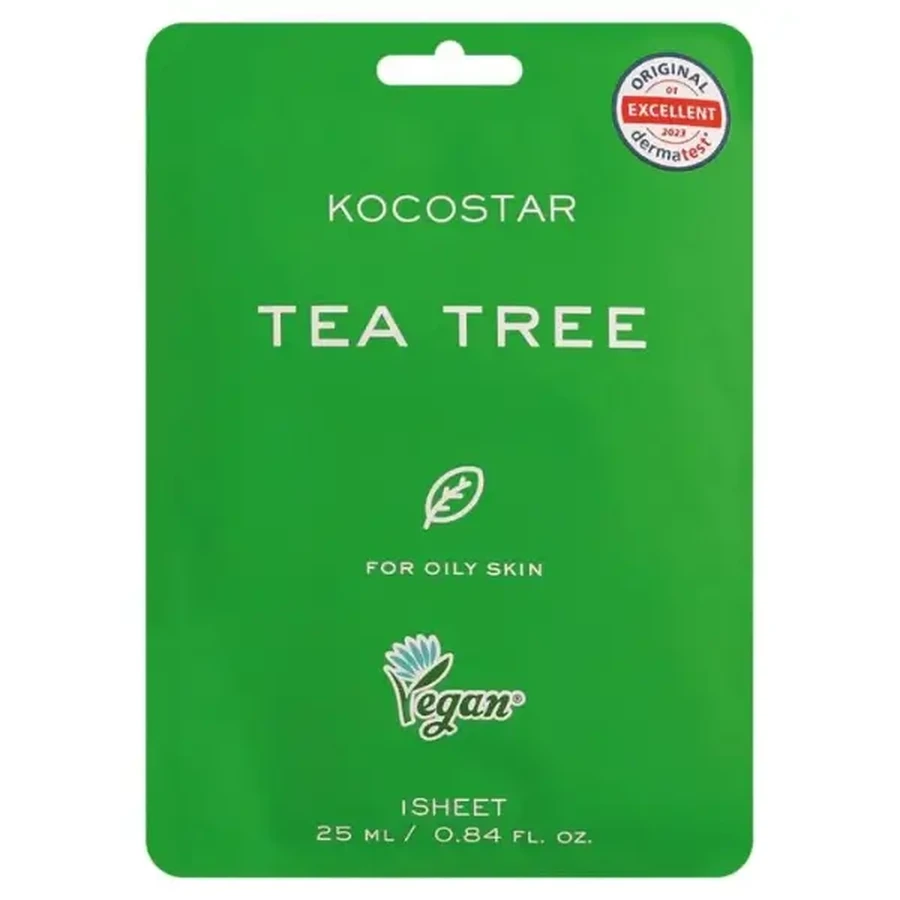 KOCOSTAR Tea Tree Sheet Mask — тонізуюча маска для обличчя для жирної шкіри, 25 мл: ціни та характеристики