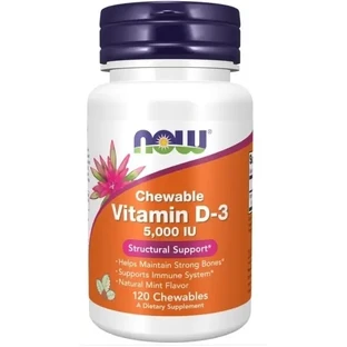 Now Foods Витамин D3 5000 МЕ, 120 пастилок для рассасывания