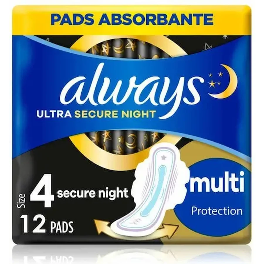 ALWAYS Ulatra Secure Night Multi Protection Pads з крильцями, розмір 4, 12 штук: ціни та характеристики