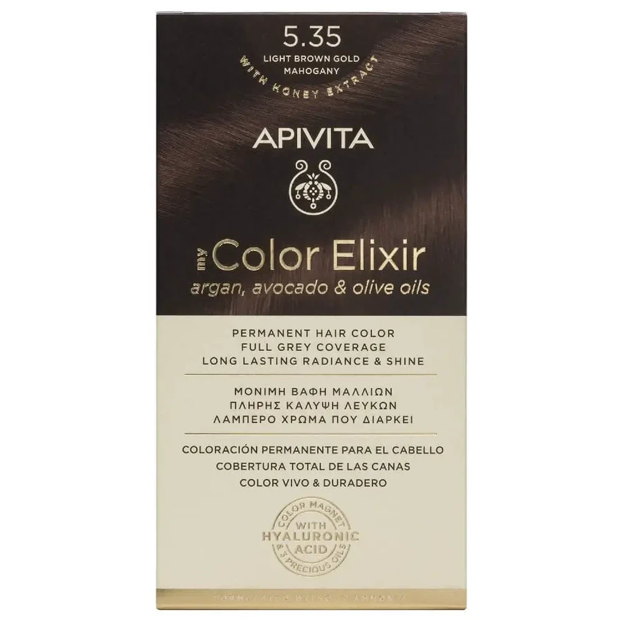 Apivita | My Color Elixir — перманентна фарба для волосся № 5.35 «Світло-каштановий мед» Maoni | 50 мл: ціни та характеристики