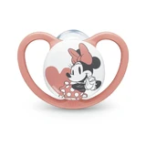 Силіконова ортодонтична пустушка NUK для дітей віком 0–6 місяців «Space Mickey & Minnie» з чохлом — рожева
