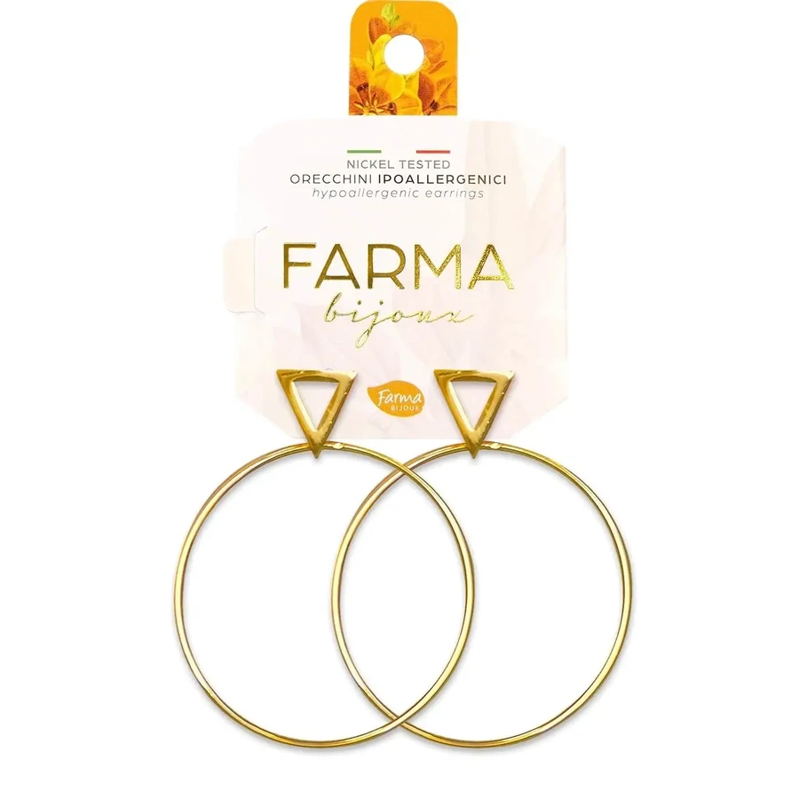 FARMA BIJOUX Гіпоалергенні трикутні сережки з позолотою, 40 мм (CG602-40M): ціни та характеристики