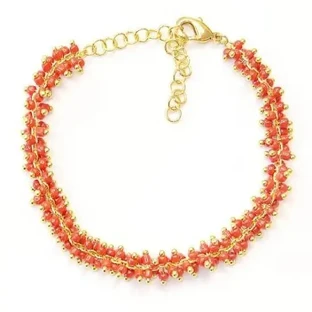 FARMA BIJOUX Браслет с красными кораллами 17/22 см