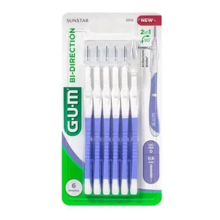 GUM 2014 Двунаправленные щетки с ручкой Lila, 0,6 мм, 6 шт.: цены и характеристики