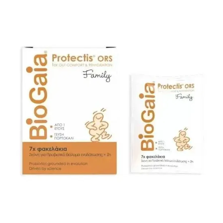 BIOGAIA ProTectis Family — пробиотический раствор для приема внутрь с цинком — с апельсиновым вкусом, 5,5 г × 7 пакетиков: цены и характеристики