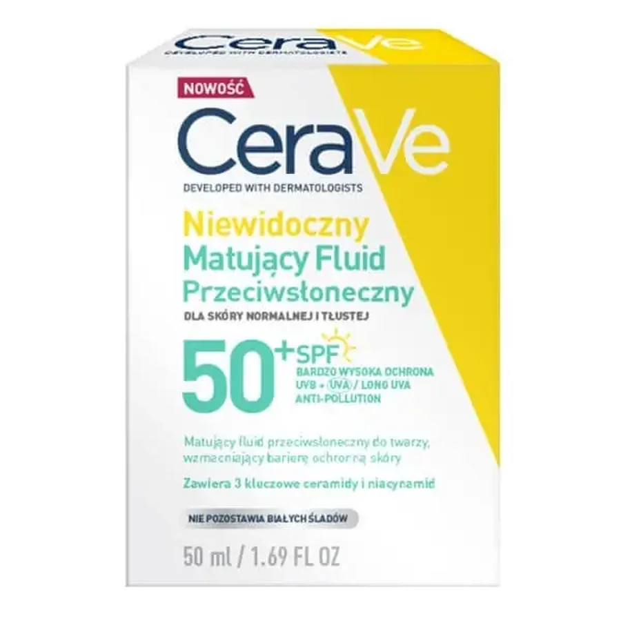 CeraVe, невидимий матуючий флюїд SPF50+, 50 мл: ціни та характеристики