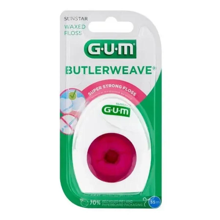 Gum ButlerWeave, вощені зубні нитки, 55 м, 1 шт.: ціни та характеристики