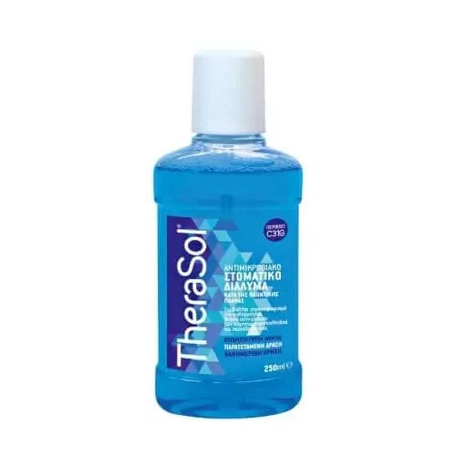THERASOL Blue Антимикробная жидкость для полоскания рта с мятным вкусом, 250 мл: цены и характеристики
