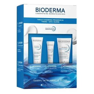 Набор Bioderma Atoderm: питательный крем, 40 мл + бальзам для губ, 15 мл + ультрапитательный крем для рук и ногтей, 50 мл